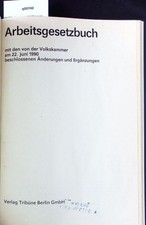 Arbeitsgesetzbuch mit den - , von