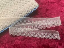 alte Französische Tüllspitze,95x2,5cm Kunstfaser Rose Puppenkleidung Brocante