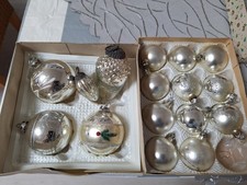 Christbaumschmuck Kugeln Glas Silber Vintage + Biedermeierzapfen