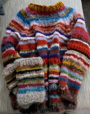 Lagenlook Longpullover Pullover  Strickpullover Bunt  Plus Stulpen Wolle