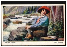 Künstler-AK Stieborsky: Sie liest Byron, Verlag W.R.B: & C. Wien, ungebraucht 