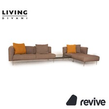 Living Divani Rod XL Stoff Ecksofa Braun Beige Recamiere Rechts Sofa Couch