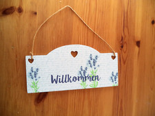 Willkommen Türschild Lavendel