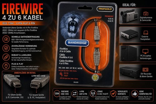 Firewire 400 kabel - 4-pin, auf