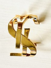 Orig. Yves Saint Laurent Cassandra Monogramm Logo Armband Armreif YSL in Gold S