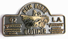 Werbe-Plakette Mein Hobby Oldtimer Veterama Oldtimer Messe 1992 Plastik Schild