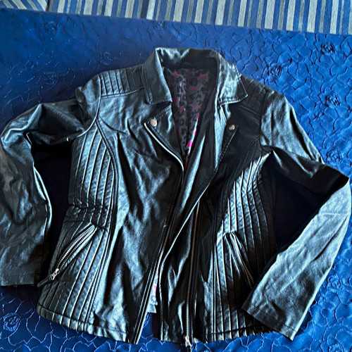 Bikerjacke kunstleder schwarz - bikerjacke,