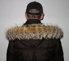 Kojote Pelz Kapuzen Kragen Echt Fell Coyote Pelzragen für Jacke Parka Fellkragen