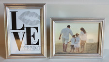 2x Bilderrahmen 21 x 15,7 cm / 16,8 x 11,2 cm Echtglas Holzrahmen silberfarbend