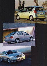 3 Reklamekarten von TOYOTA für Corolla TS-3, Corolla-Limousine + Corolla Verso