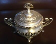 Traumhafte WMF Straußenmarke Jugendstil Zuckerdose Efeu neuer Glaseinsatz