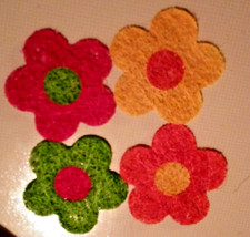 4 Glasuntersetzer aus Sisal, bunt sortiert, Vintage Flower Power 70-igerJahre