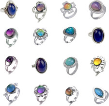 16Pcs Mixed Mood Rings Classic