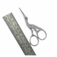 Storchenschere Handarbeitsschere Fadenschere Stickschere * silber