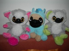 3 Flo`s Toys Kuscheltiere - 2x  Lemur Glubschi, 1x Mops Einhorn - guter Zustand
