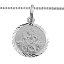 Kinder Baby Geburt Taufe Heiliger Christophorus mit Name Gravur Kette Silber 925