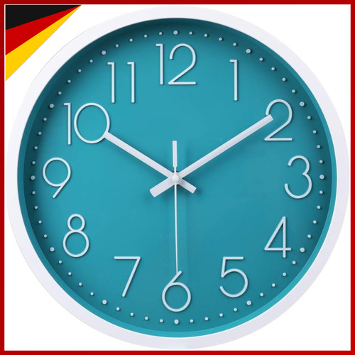 Wanduhr 30cm lautlos türkis - lautlos,