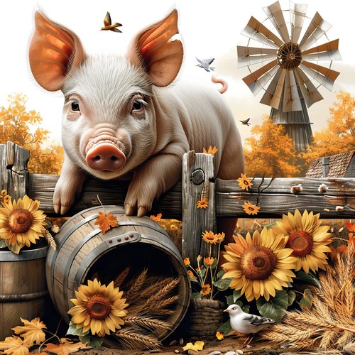 Wandbild schwein bauernhof - schwein,