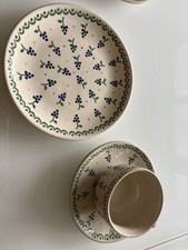 Bunzlauer Keramik Geschirr 3 Gedecke Weintrauben Muster