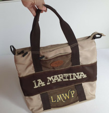 Original La Martina Handtasche Henkeltasche Schultertasche groß braun Nylon