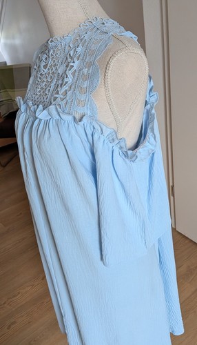 Damen kleid hellblau spitze - damen,