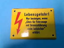 ALTES EMAILLESCHILD LEBENSGEFAHR REICHSBAHN