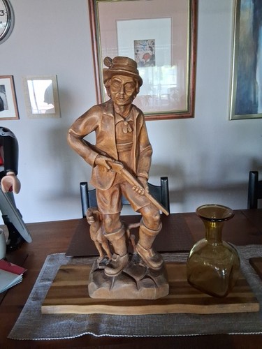 Holzfigur jäger jagd hund - holzfigur,
