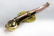 BOOTSMANNSPFEIFE Messing & Kupfer mit Kette + Anleitung Pfeife Schiff NEU  