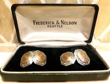 Antik Viktorianisch Jugendstil Deko 14k Gold Oktagonal Geätzt Blume Manschetten