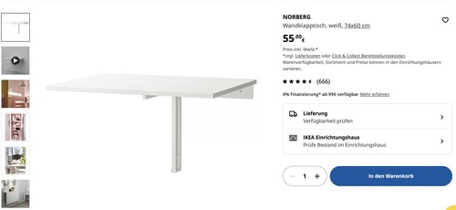 Ikea norberg wandklapptisch - ikea,