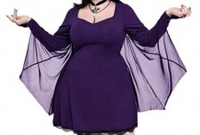 Cosplay Kostüm Fledermaus Kleid lila Vampir Hexe Halloween Gr. 50 52 Xxxl