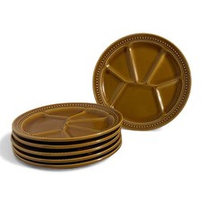Gien France Set 6 Vintage Raclette Fondue Teller moutarde Fayence Hors d’oeuvre