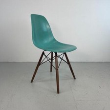 Vintage Herman Miller Für Eames DSW Stuhl Walnuss Dowel Basis 50er 60er Türkis