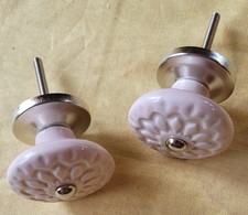 Möbelknopf 6 Stück Keramik Dekor "Perle" rund Türknauf Schrankgriff Schublade