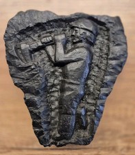 Skulptur aus Steinkohle, Bergmann mit Werkzeug, Handgefertigt Steinkohlenbergbau