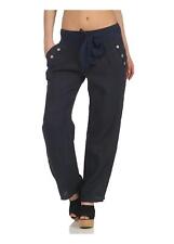 Damen Leinenhose Chino Stoffhose mit Gürtel Chino luftig 8174
