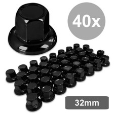 40x LKW Edelstahl Radmutterkappen 32mm Schwarz Radzierblenden Radbolzenkappen