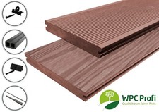 WPC Terrassendielen Komplettbausatz Massiv Volldiele Redwood Braun Set 20mm