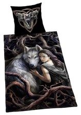 Anne Stokes Bettwäsche glatt Herding Wolf dunkel 100 % Baumwolle 135 x 200 cm