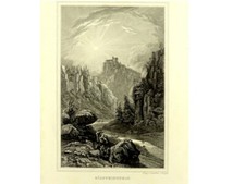 GÖSSWEINSTEIN /BURG  IM LANDKREIS FORCHHEIM  1 Orig. Stahlstich Poppel ca. 1843