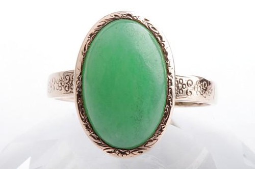 Chrysopras ring 585 - chrysopras, rosé