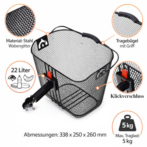 Fahrradkorb vorne klick halter - fahrradkorb,