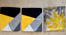 3 X Kissenhüllen 40 x 40 neu, Grau-Gelb- Weiß , Grafisch und mit Blumen