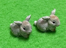 2 Hasen Hase Tiere Mini Fee Garten Landschaft Miniatur Figuren Harz Deco DIY