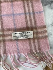 BURBERRY Schal Merinowolle Kaschmir Rosa Braun Blau Weiss Karo Check Muster