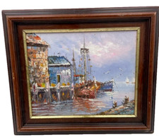 5/6 Ölgemälde Hafenidylle