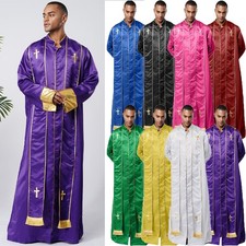 DE Herren Liturgische Gewand Priesterkostüm Langarm Priester Halloween Cosplay