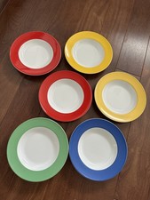 Dibbern 6 Tiefe Teller Rot-Gelb-Grün -Blau Top-Zustand Top Zustand