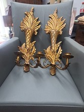 Wandkerze Hollywood Regency Italienisches Vergoldetes Holz Barock Füllhorn