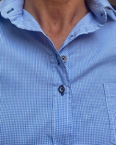 Trachtenbluse blau weiß